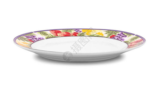 白色背景所隔离的美丽的陶瓷盘水果样式的设计板图片