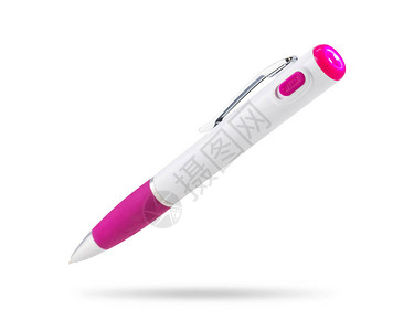 LED笔在白色背景上被孤立手电筒在笔中的创新图片