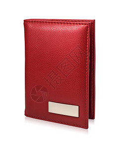 红色护照钱包在白色背景上被隔绝皮包模板背景图片