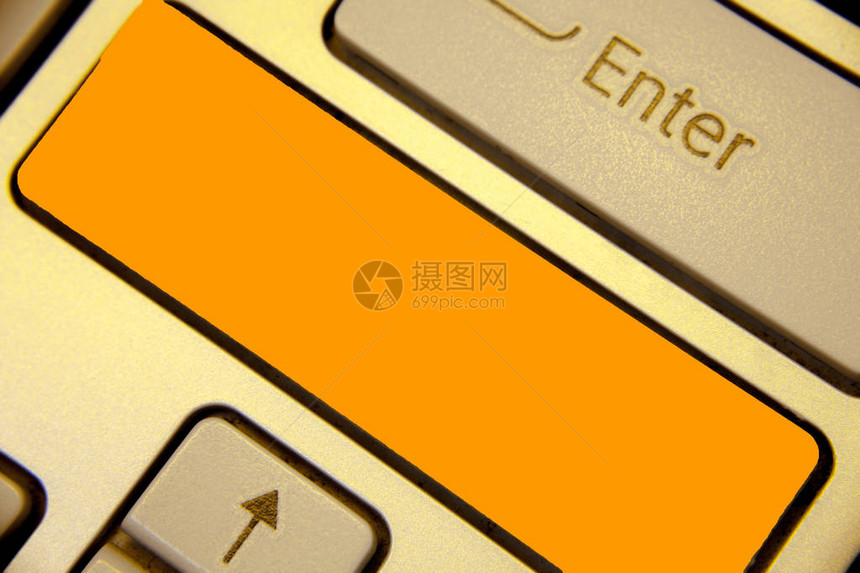 设计业务概念Web横幅宣传材料模拟板的空副本文键盘橙色键意图创建计算机图片