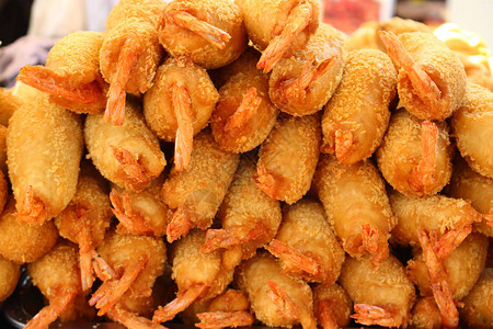 越南当地街道菜食美味的观食虾品背景图片