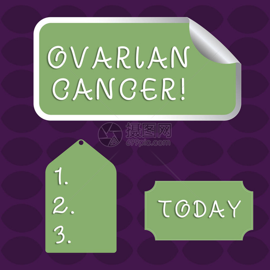 手写文字OvarianCancer概念照片显示在卵巢Blank颜色标签边境自重粘贴器骨角和标记组织中出现的图片