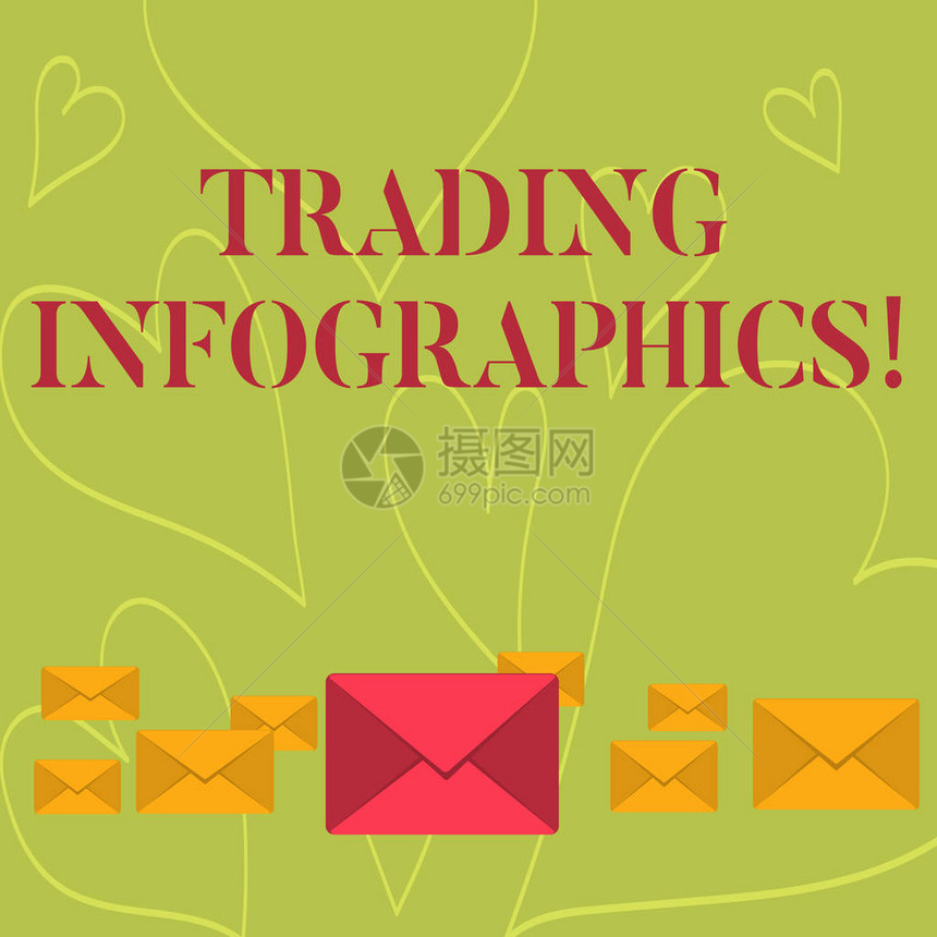 手写文字书写交易信息图表贸易信息或数据的概念照片视觉表示不同尺寸的淡色封闭信封图片
