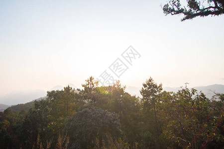 清晨在山地风景的日出图片