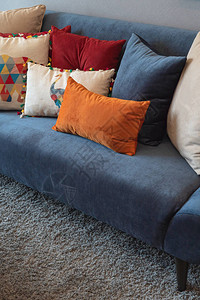 现代蓝色沙发图片