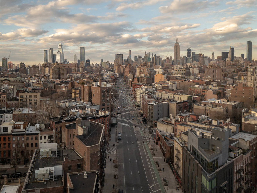 曼哈顿市中心全景天线向北图片