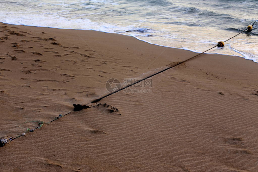 以色列北部地中海沿岸的绳索和绳索图片