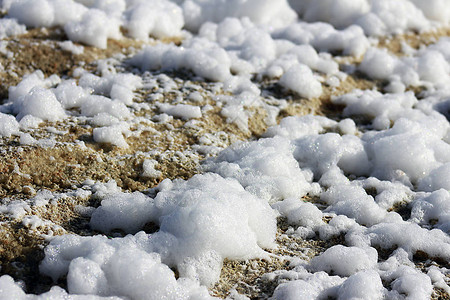 红盐湖的海洋泡沫纳图片