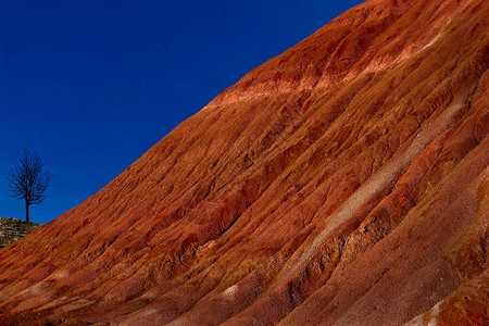 红山和树的轮廓彩绘山约翰戴化石床纪念碑弯曲俄高清图片