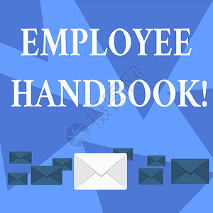 显示员工手册的书写笔记商业概念不同尺寸的公司彩色信封的规章制度和政策图片