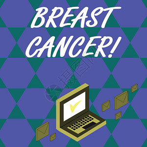 笔记本电脑周围的乳房彩色邮箱内孔细胞产生的恶肿瘤图片