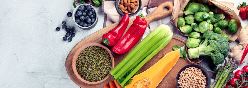 健康素食蔬菜食品烹饪原料清洁饮食全景带图片