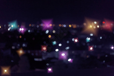 城市的夜光多彩图像模糊图片