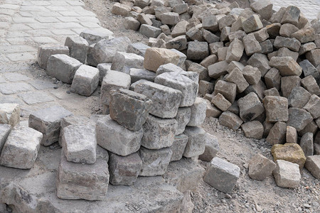 道路面的可碎石岩块砖包括建筑工业设图片