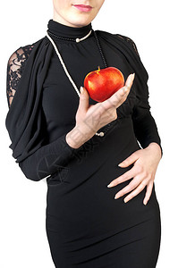 手里拿着苹果的女人图片