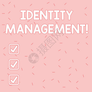 显示身份管理的文本符号系统内个人身份的商业照片文本管理浅色背景上随机散布的粉红色背景图片