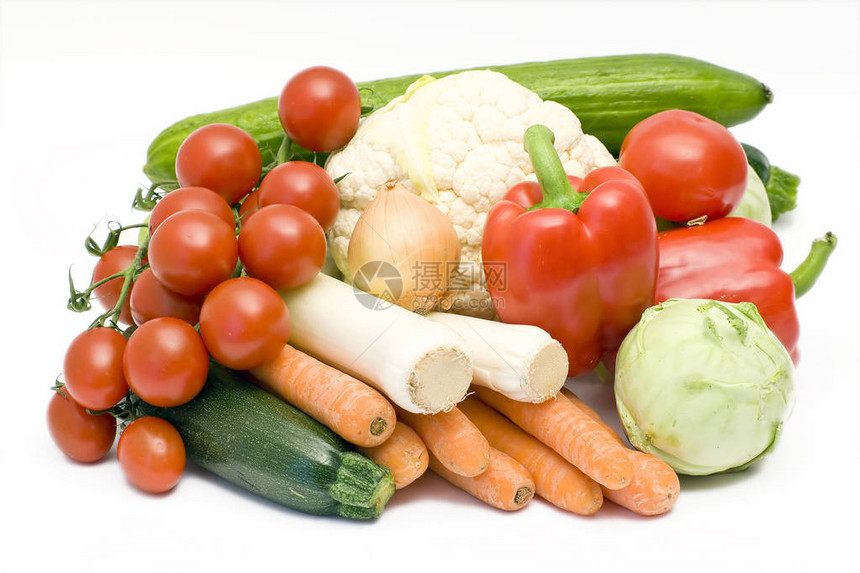 白色背景上的新鲜蔬菜图片