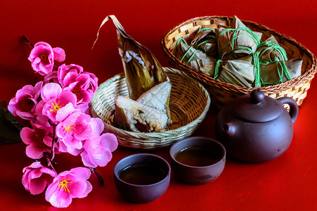 端午节传统美食粽子背景图片