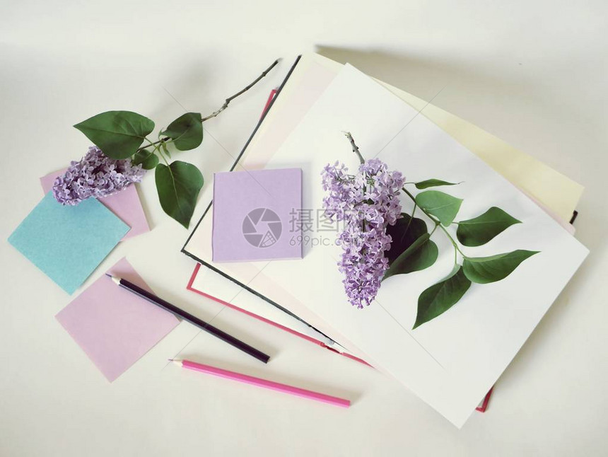 张开书本纸张铅笔花的枝子小说和图片