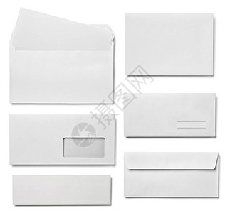 白色背景上各种信封和信件的收藏每个都单独拍摄Ainfo图片