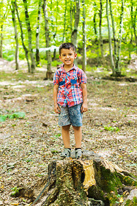 夏日森林里微笑的男孩图片