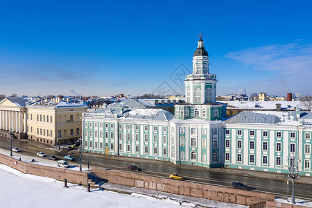 浑天仪圣彼得堡Neva河对岸Vasilevskiy岛的KunstkammerKunstkame背景