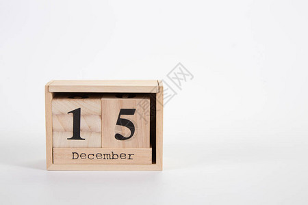 12月15日的Wooden日历白色背景的12图片