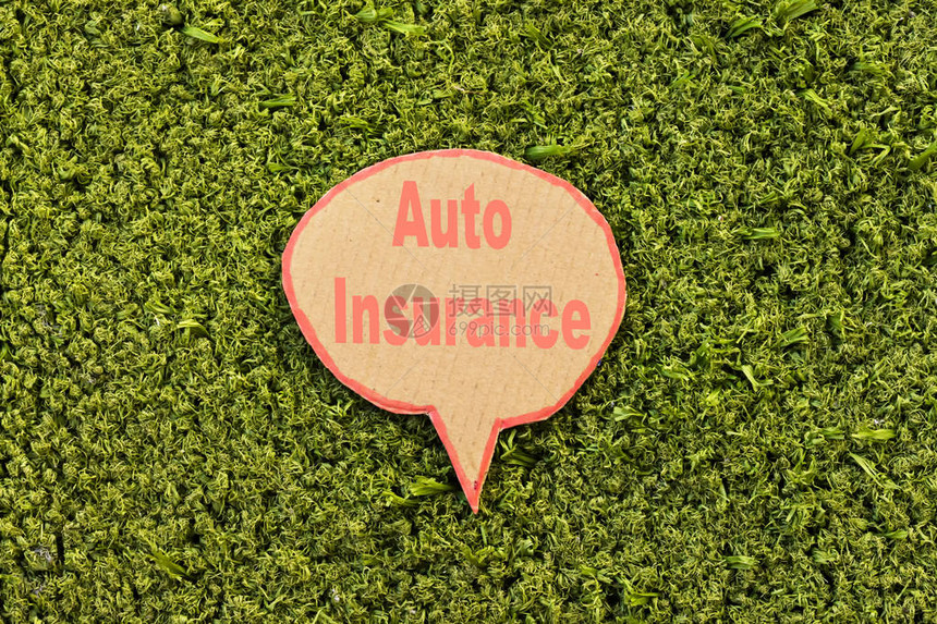 绿草上的汽车保险讲话泡图片