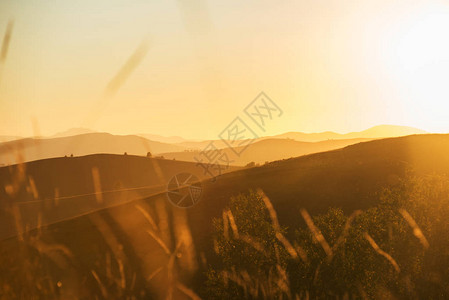 阿尔泰山的美丽日落全景图片图片
