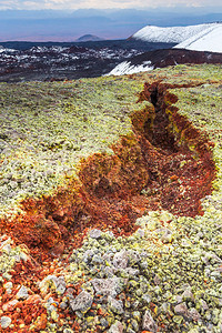 俄罗斯远东堪察加半岛的火山景观黑色火山岩图片