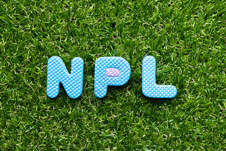 关于绿草背景的NPL字不履行贷款非专利文学缩写玩具泡沫信图片