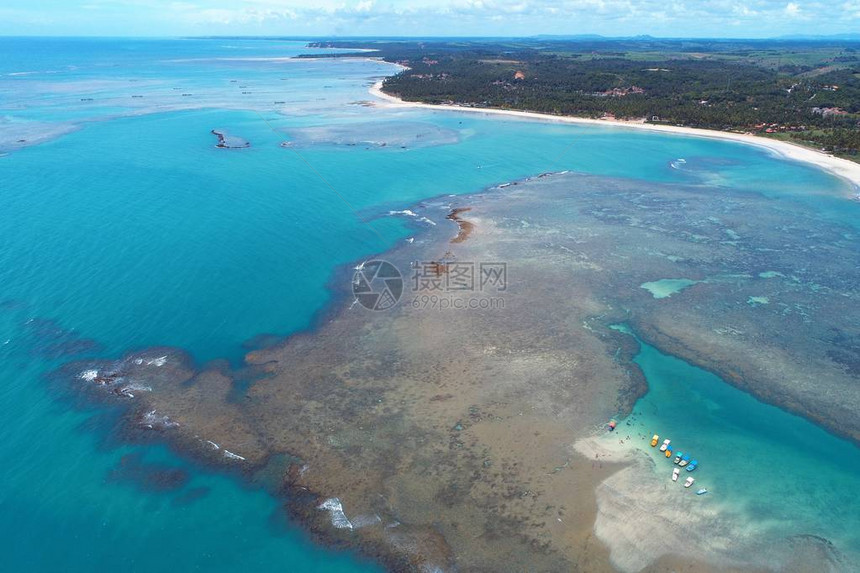 Paradisiac海滩与水晶巴西加勒比海所以米格尔杜斯米拉格雷斯图片