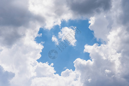 蓝天背景与蓬松的云彩图片