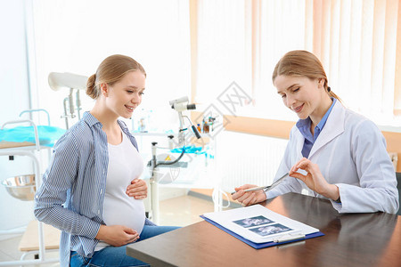 孕妇到诊所看妇科医生图片