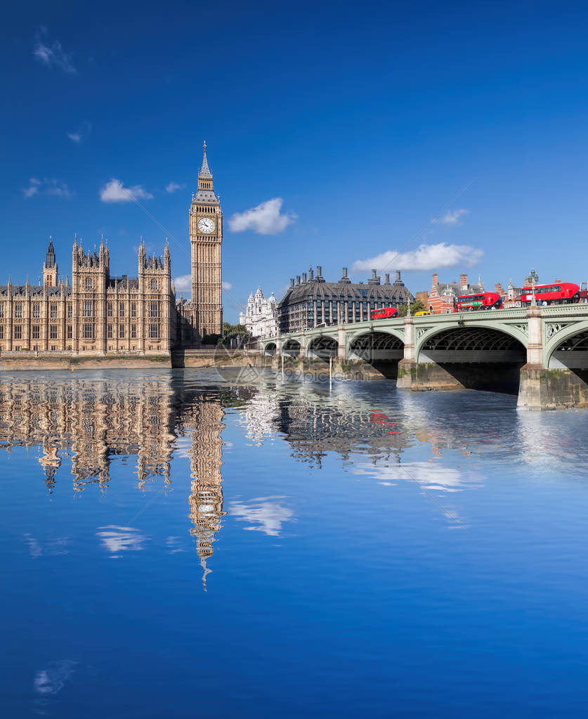 BigBen和议会众议院伦敦英国大桥上图片