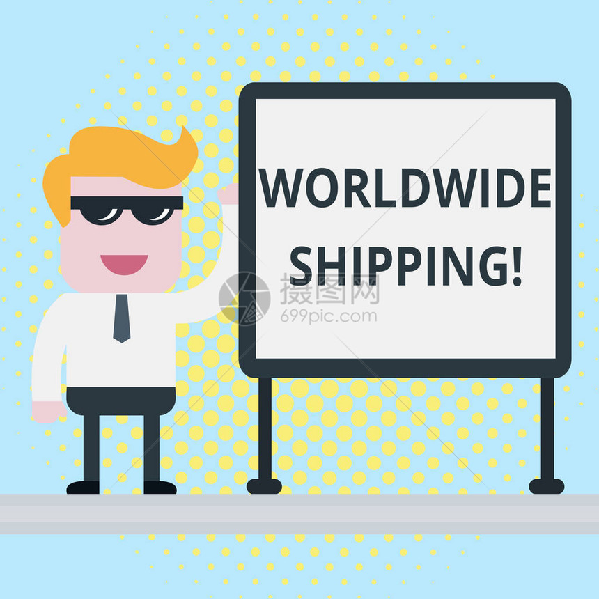 显示全球航运的文本符号商业照片展示海运货物国际货运商人办公室工作人员太阳镜空白板图片