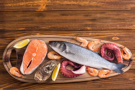 海产食物背景牡蛎鲑图片