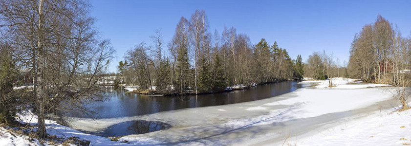 瑞典冬季风景的全景现在仍然深冬图片