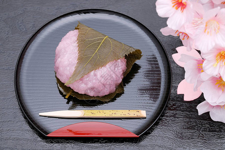 日本甜点樱桃木菜甜点背景图片