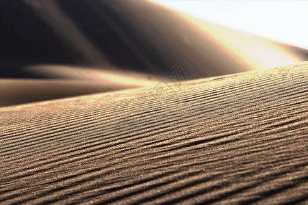 美丽的沙漠日落和沙滩上的印花图片