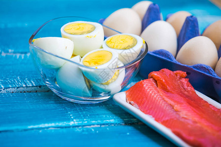 Keto食用蛋和鱼低碳图片
