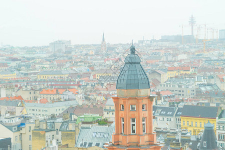 雾中的维也纳鸟瞰图图片