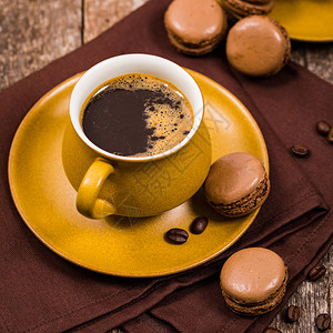 巧克力牛奶法式麦卡伦深巧克力和咖啡有图片
