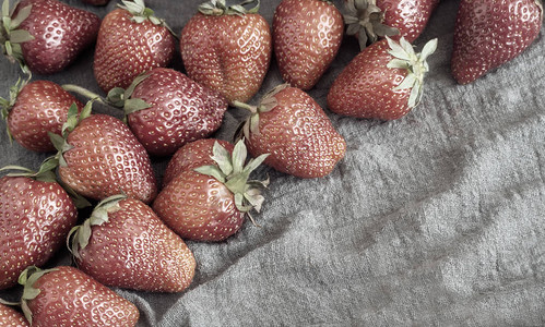 纸巾上桌子上有很多熟莓草上面贴有复制空图片