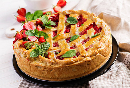 美国的草莓派饼蛋糕甜面包糕饼食品图片