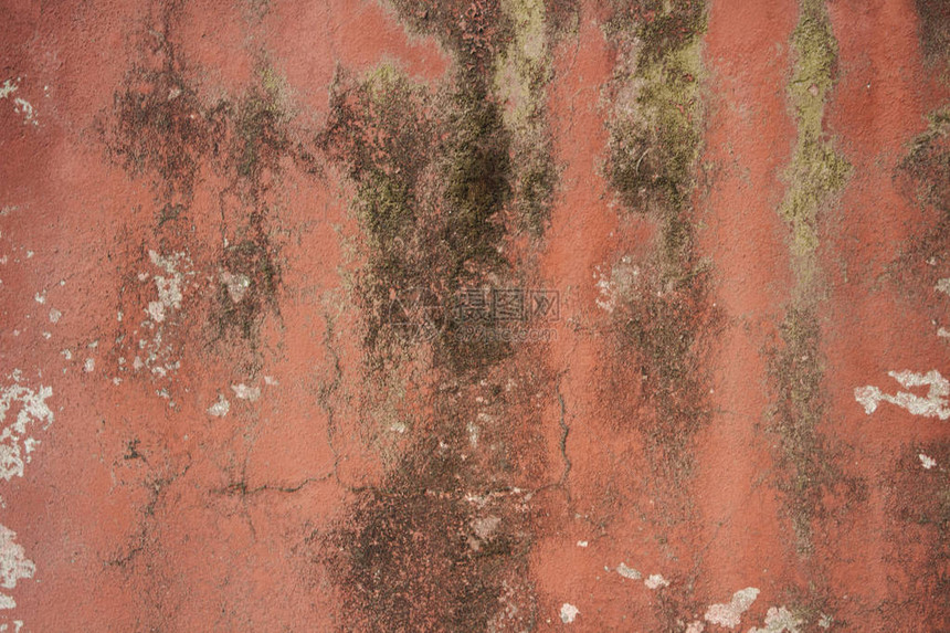 石膏磨损油漆和模具的旧石墙图片