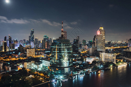 泰国曼谷夜市城天际线泰国图片