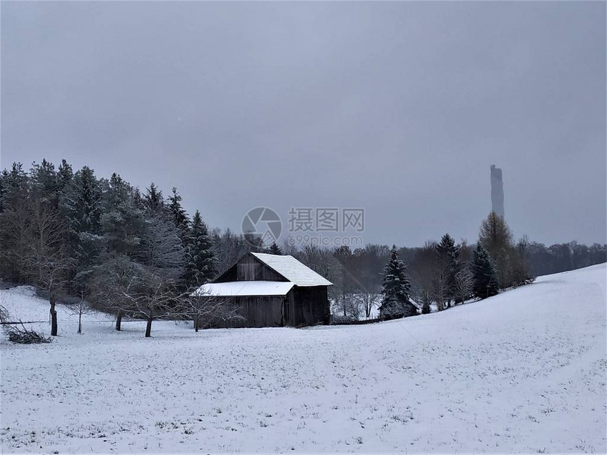 德国罗特韦尔的冬季风景配有图片