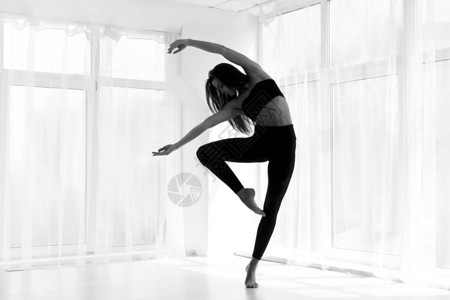 舞蹈女舞培训现代芭蕾舞班级黑白空图片