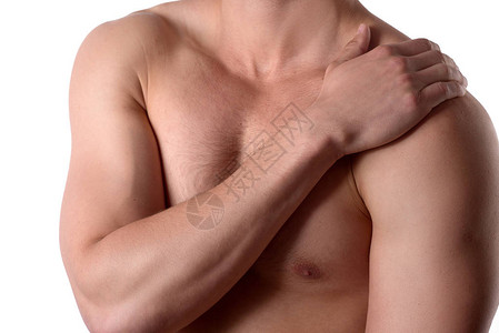 肩部疼痛的肌肉强壮男子图片